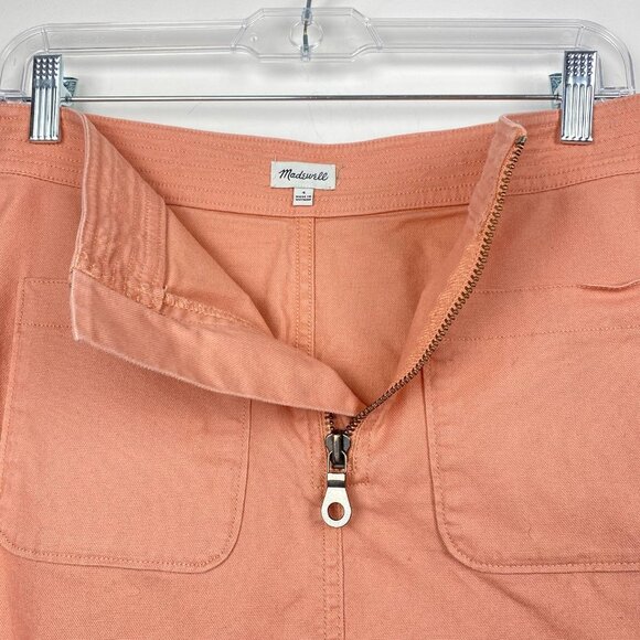 MADEWELL Peach Orange Denim Raw Edge Jean Mini Skirt Size 4 - Picture 3 of 7